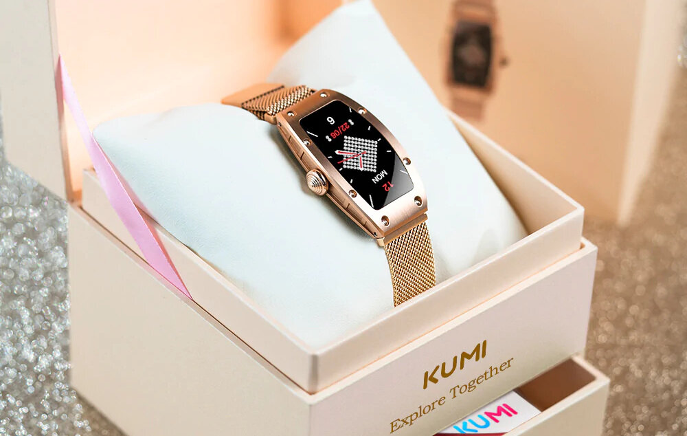 Smartwatch KUMI KU-K18 szkło ekran pokrycie kolorowy wyświetlacz dotykowy wyraźny czytelny rozdzielczość kształt zakrzywiony