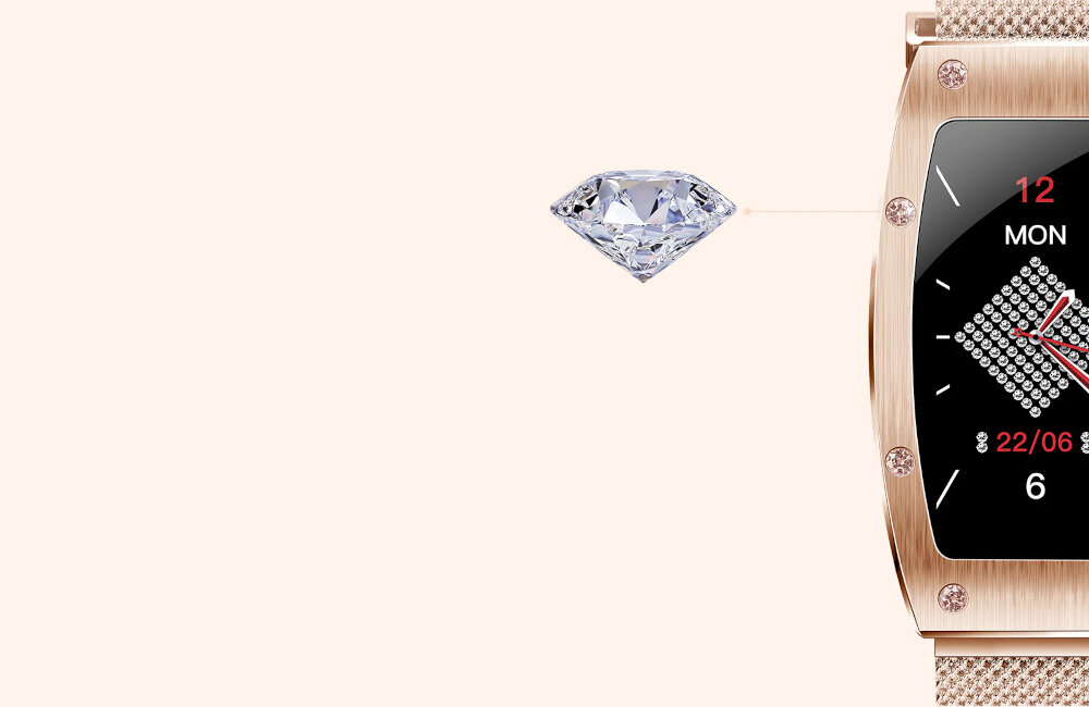 Smartwatch KUMI KU-K18 design jakość wykonania wymiary oprawa konstrukcja kryształy swarowski svarowski