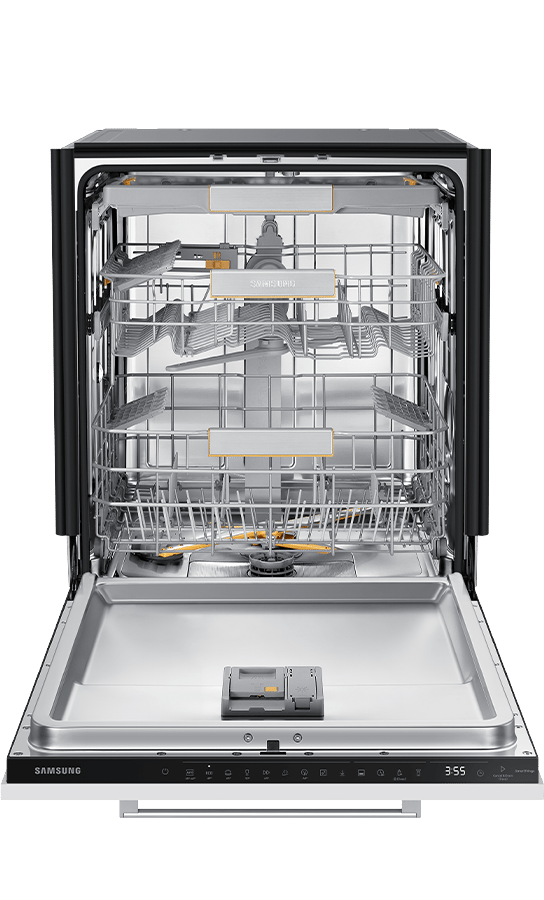 Zmywarka Samsung Otwarta zmywarka DW60BG850I00ET widziana z przodu