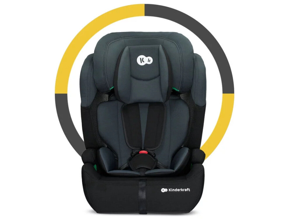 Fotelik samochodowy KINDERKRAFT Comfort Up I-Size 9-36 kg Czarny bezpieczenstwo dzieci dla dzieci o masie ciala od 9 do 36 kg normy bezpieczenstaw Unii Europejskiej certyfikat ECE R44/04 zgodny z norma I-Size przystosowany do wszystkich rodzajow samochodow