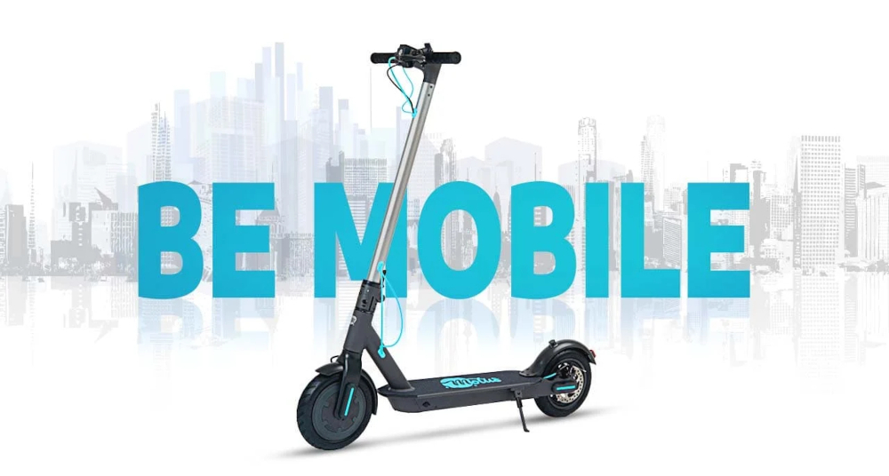 Hulajnoga elektryczna MOTUS Scooty 8.5 Lite Szary wydajny silnik moc 350 W predkosc od 20 km/h silnik w przednim kole pokonywanie niewielkich wzniesien o nachyleniu terenu do 15 stopni