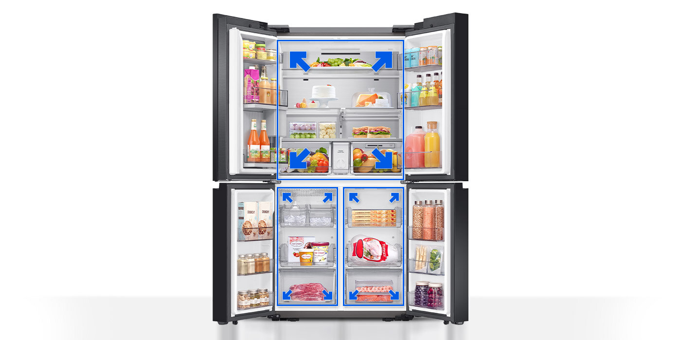 Technologia SpaceMax™ pozwoliła uzyskać w chłodziarko-zamrażarce Samsung RF65A967622 aż 647 litry pojemności Technologia SpaceMax™ pozwoliła uzyskać w chłodziarko-zamrażarce Samsung RF65A967622 aż 647 litry pojemności