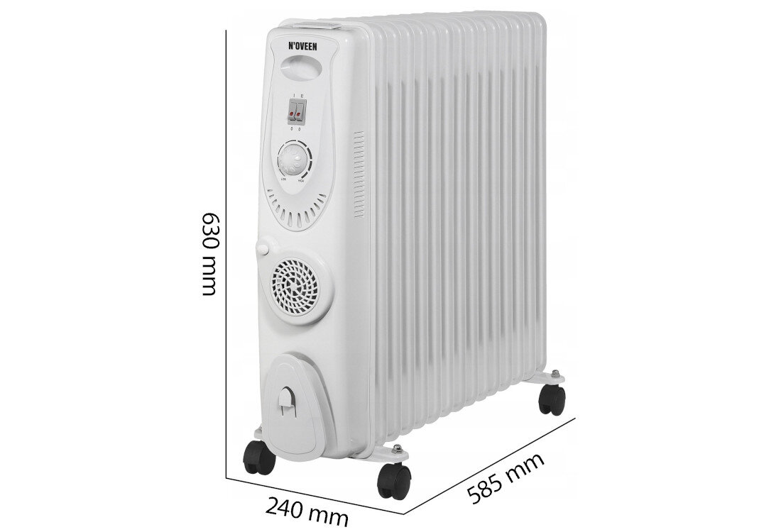 Grzejnik olejowy NOVEEN OH1301 Kompaktowa konstrukcja wymiary rozmiar głębokość szerokość wysokość