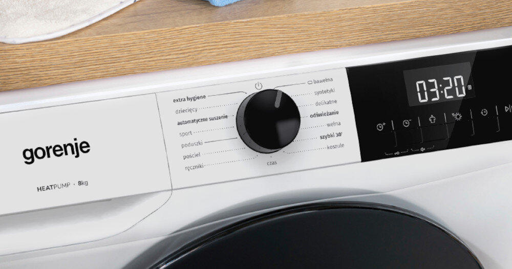 Suszarka GORENJE DHNE82 PL Wybór stopnia zabrudzenia tryby suszenia prędkość obroty czas