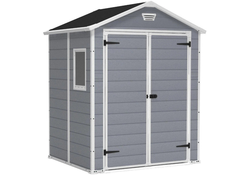 Domek narzędziowy KETER Manor 203521 Szaro-biały wyglad front bok