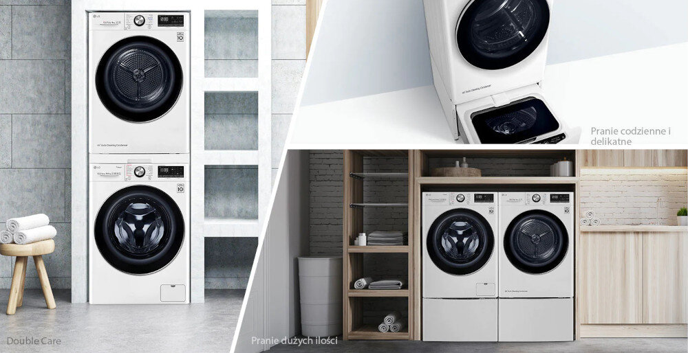 Suszarka LG RC80V5AV5N TWIN Care oszczędność czasu i miejsca