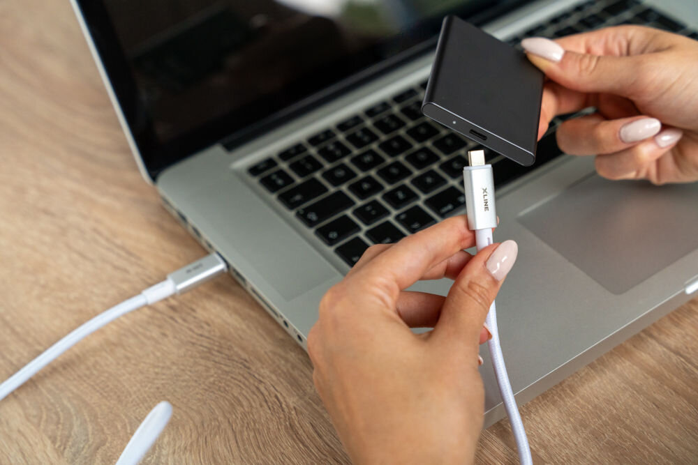 Kabel USB Typ-C - USB Typ-C XLINE 240W 8K 1 m przesył danych jakość wideo thunderbolt oplot bawełniany