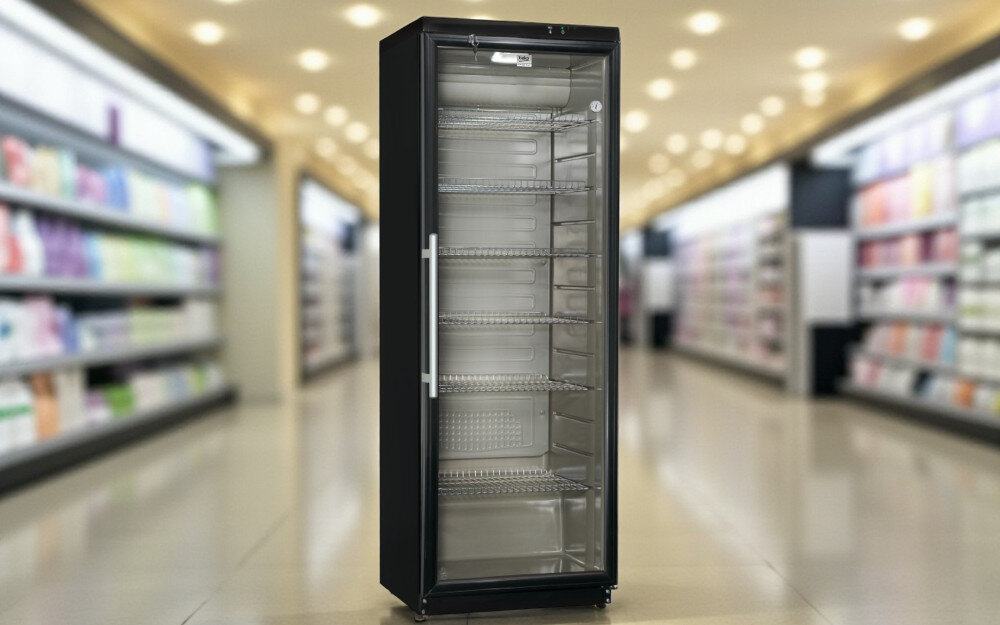 WITRYNA CHŁODNICZA BEKO PROFESSIONAL ADN 203B BP front bok zamknięta półki druciane