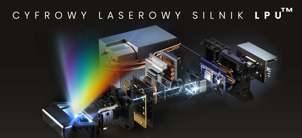 Projektor HISENSE PT1 4K rozdzielczość 4K UHD BT.2020 precyzja kolorów, przekrój budowy silnika