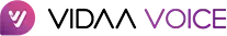 Logo VIDAA VOICE z różowo-fioletową ikoną mikrofonu oraz czarno-fioletowym napisem na ciemnym tle.