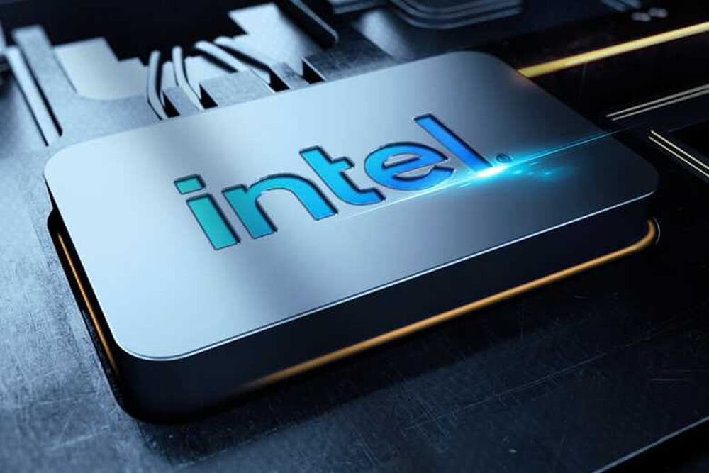 ASUS TUF Gaming F16 z procesorem Intel Core z turkusowym podświetleniem logo intel na ciemnej płytce głównej z efektami świetlnymi, demonstrujący wydajne procesory Intel Core z architekturą hybrydową dla maksymalnej wydajności gamingowej - Intel Core 