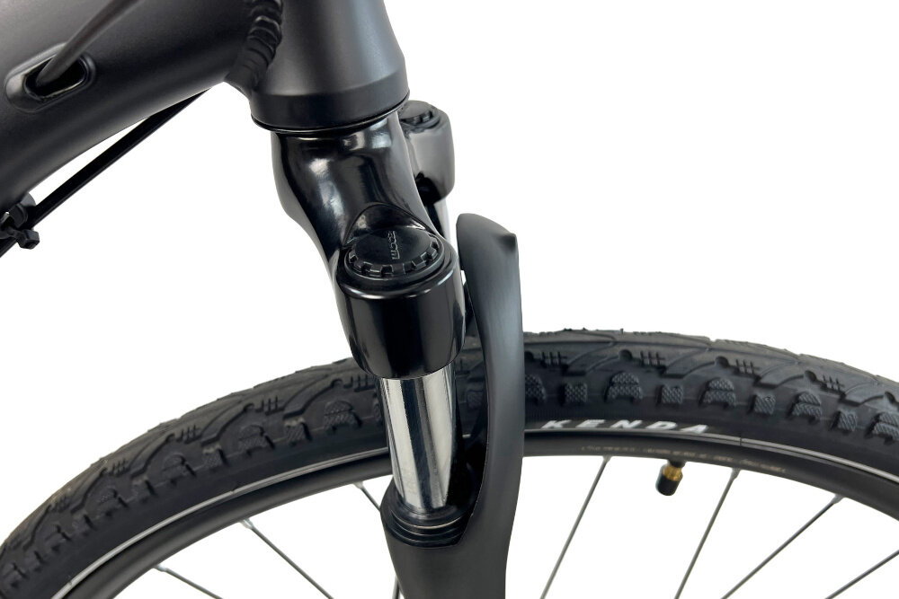 Rower crossowy INDIANA X-Cross 2.0 D15 damski Czarno-różowy zbliżenie na korbę solidny i wszechstronny napęd korba CYCLONE CTL3 w konfiguracji CTL3 28/38/48-170 można lepiej dopasować tempo jazdy do warunków terenu oraz własnych możliwości wolnobieg SHIMANO MF-TZ500-7 o zakresie 14–28 zębów płynna zmiana biegów większa elastyczność jazdy ułatwia pokonywanie podjazdów komfortowa kadencja