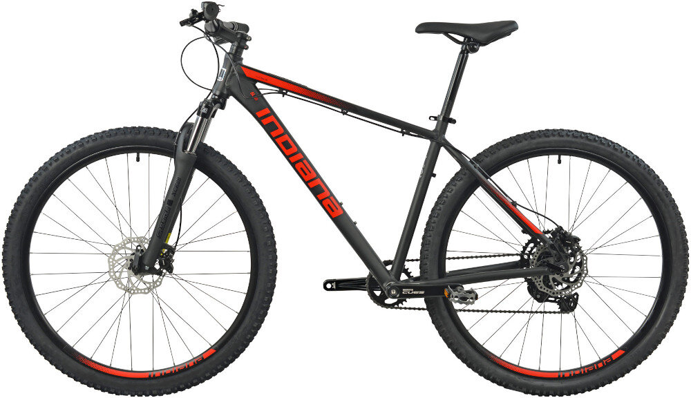 Rower górski MTB INDIANA X-Pulser 2.9 M21 29 cali męski Czarno-czerwony rower na białym tle widoczny z boku komfort jazdy odpowiednia kontrola nad rowerem 21-calowa aluminiowa rama rower jest bardzo zwinny lekki łatwo podnieść go odporność na korozję wybór rozmiaru ramy Twój wzrost mierzony w zrelaksowanej pozycji typ roweru dla osób o wzroście od 180 do 190 cm