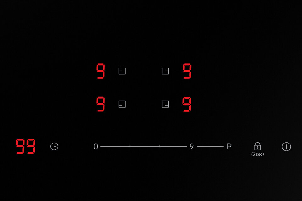 Czerwone przyciski płyty indukcyjnej Samsung NZ64T3707A1