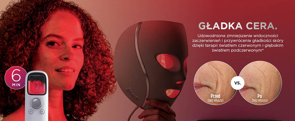 Maska LED SHARK FW312EU Cryo Glow Różowy pobudza produkcję kolagenu, ujędrnia skórę, redukcja zmarszczek, walka z oznakami starzenia