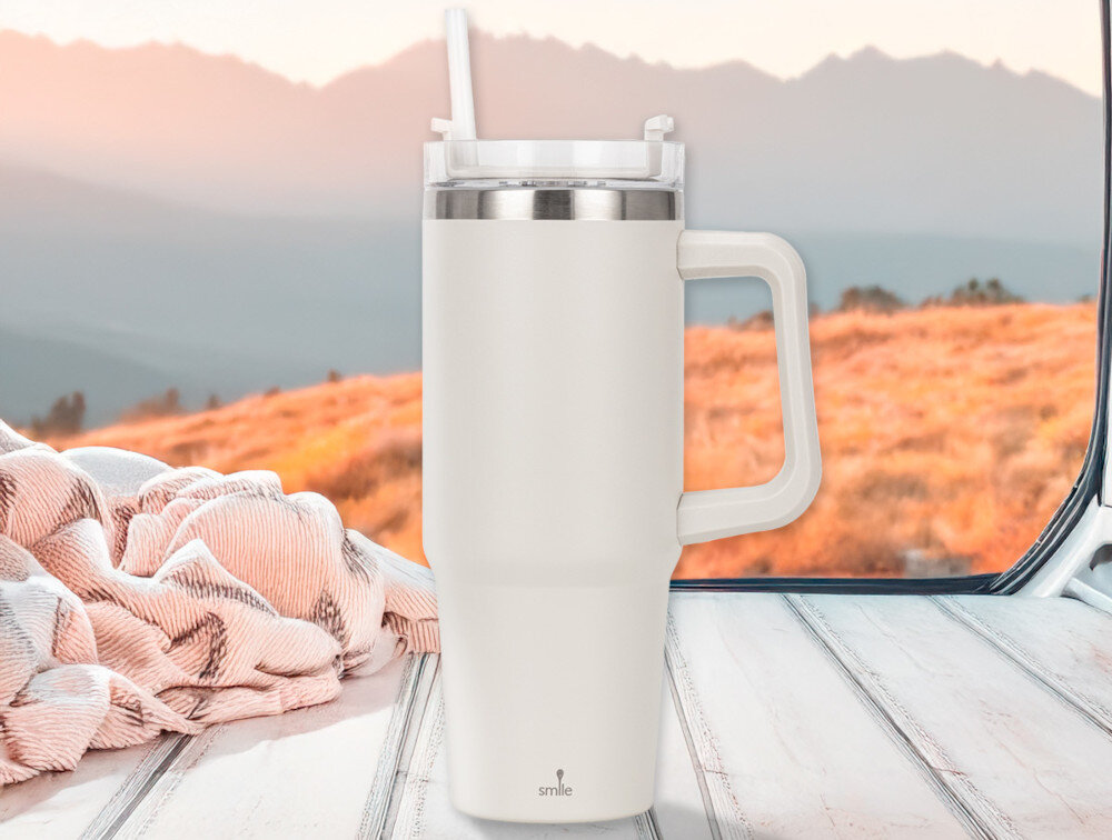 Kubek termiczny SMILE STT-30 Beżowy 900 ml Odpowiednia pojemność kawa herbata ulubiony napój