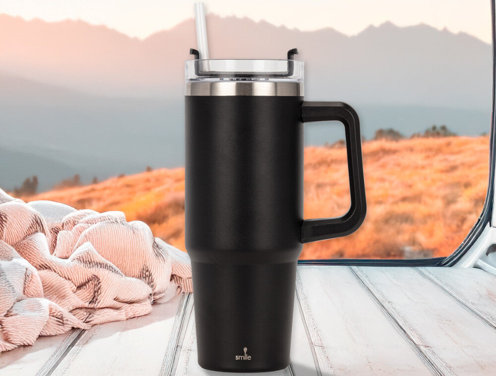 Kubek termiczny SMILE STT-31 Czarny 900 ml Odpowiednia pojemność kawa herbata ulubiony napój