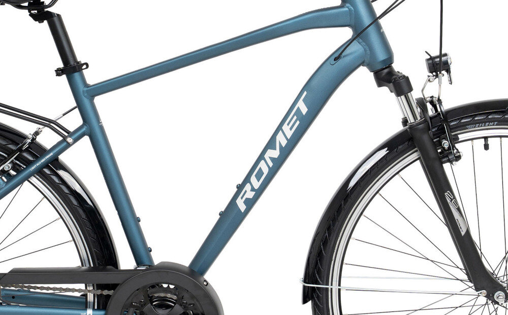 Rower trekkingowy ROMET Wagant 1.0 M19 28 cali męski Granatowy zbliżenie na ramę 19-calowa aluminiowa rama rower jest bardzo zwinny lekki (waga 19,6 kg) łatwo podnieść go odporny na korozję wybór rozmiaru ramy Twój wzrost mierzony w zrelaksowanej pozycji typ roweru dla osób o wzroście od 168 do 178 cm
