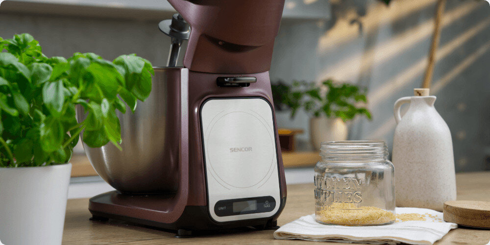  Robot kuchenny planetarny SENCOR STM 7632WP 1500W z odłączaną wagą Inteligentna waga z aplikacją Sencor FOOD  w dołączonej misie ze stali nierdzewnej lub w dowolnym innym naczyniu