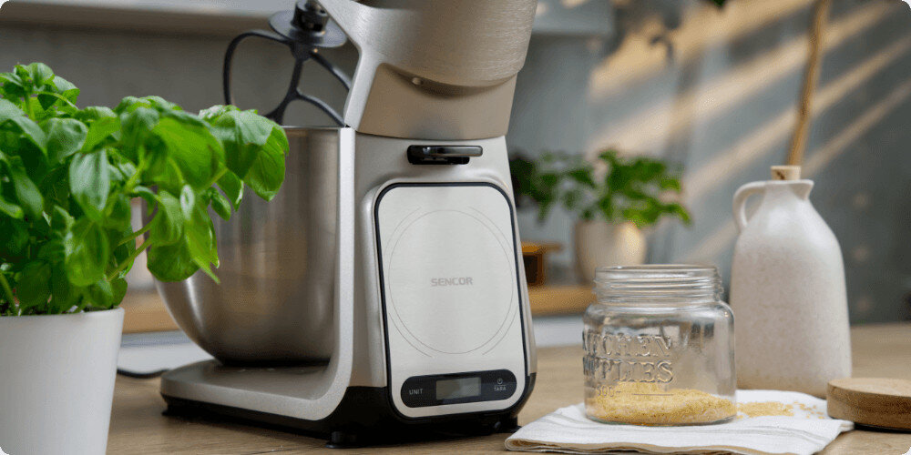  Robot kuchenny planetarny SENCOR STM 7651WS  1500W z odłączaną wagą Inteligentna waga z aplikacją Sencor FOOD  w dołączonej misie ze stali nierdzewnej lub w dowolnym innym naczyniu