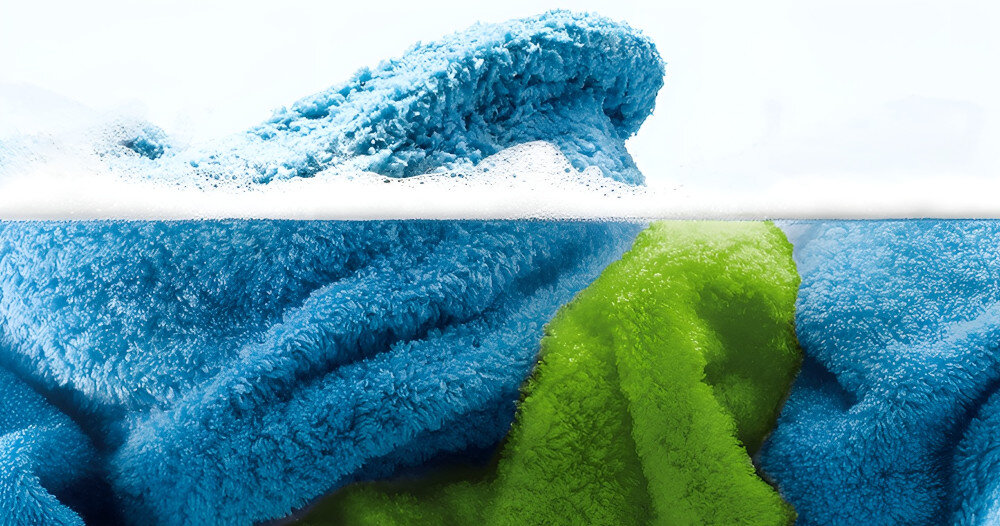 PRALKA BOSCH WGE02400PL lifestyle materiał niebieski zielony ręcznik woda piana Technologia ActiveWater Plus optymalne rezultaty minimalne zużycie wody dbanie o środowisko Porównanie zużycia program Eco