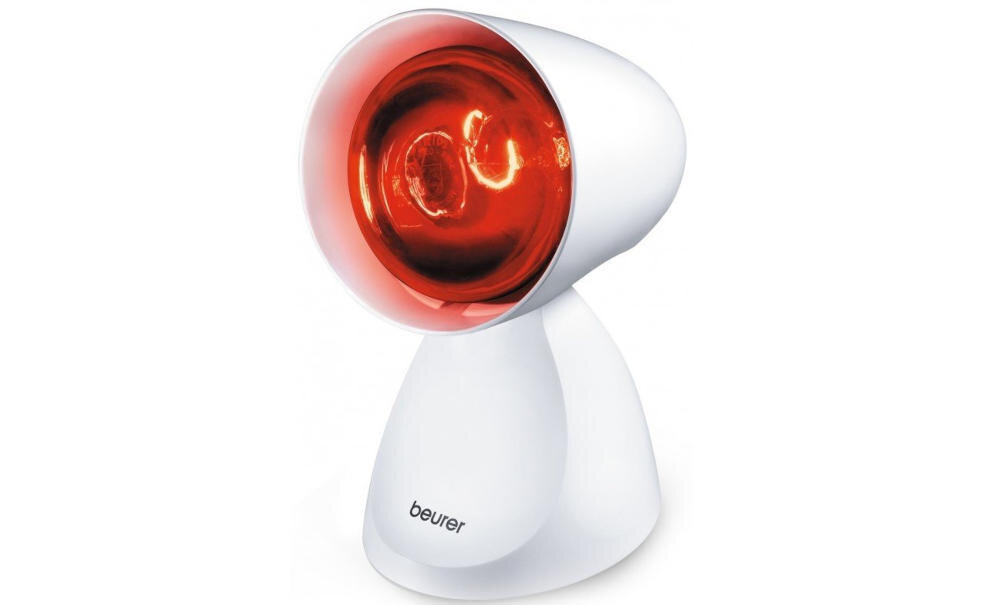 BEURER-IL-11 lampa podczerwień skuteczna broń przeziębienie napięcie mięśniowe regulowane kąty nachylenia kojące ciepło łagodzące wyrób medyczny bezpieczne sprawdzone kolba szkło prasowane sieciowe zasilanie estetyczne solidne wykonanie komfort