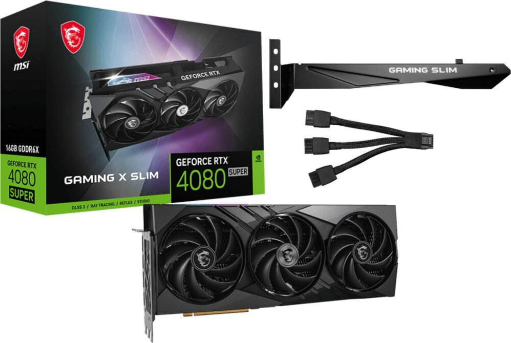 Karta graficzna MSI GeForce RTX 4080 Super Gaming X Slim 16GB DLSS 3 opakowanie akcesoria