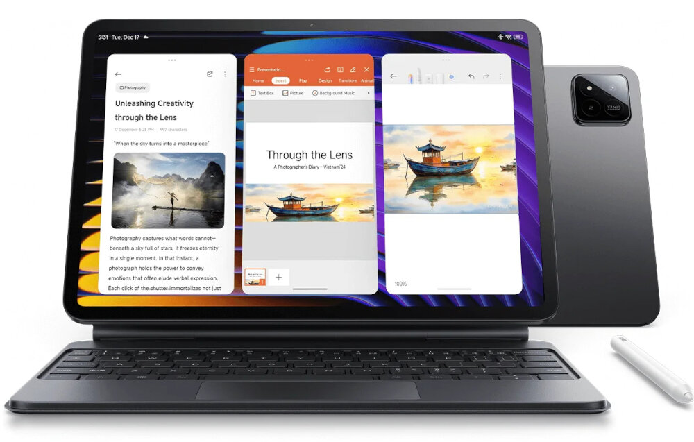 Tablet XIAOMI Pad 7 - tablet z widocznymi akcesoriami, sprzedawane oddzielnie, etui, komfort, regulacja, klawisze