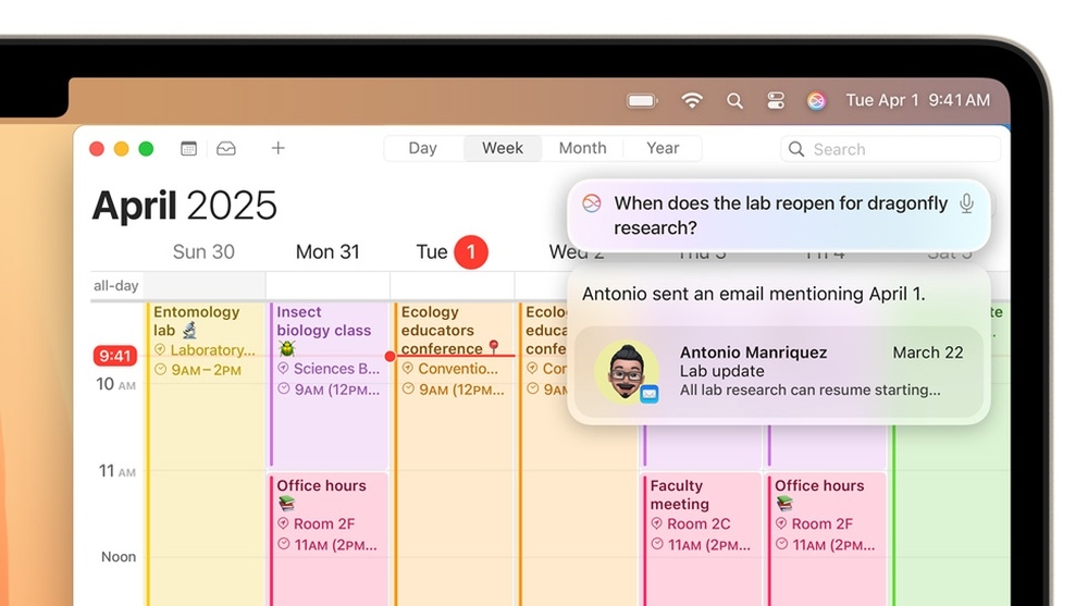 MacBook Air planowanie kalendarza z Siri 