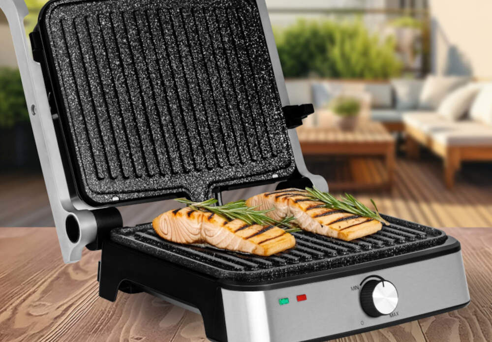 Grill elektryczny ZEEGMA Chef Easy Solidna konstrukcja odporna uszkodzenia stal nierdzewna łatwe czyszczenie