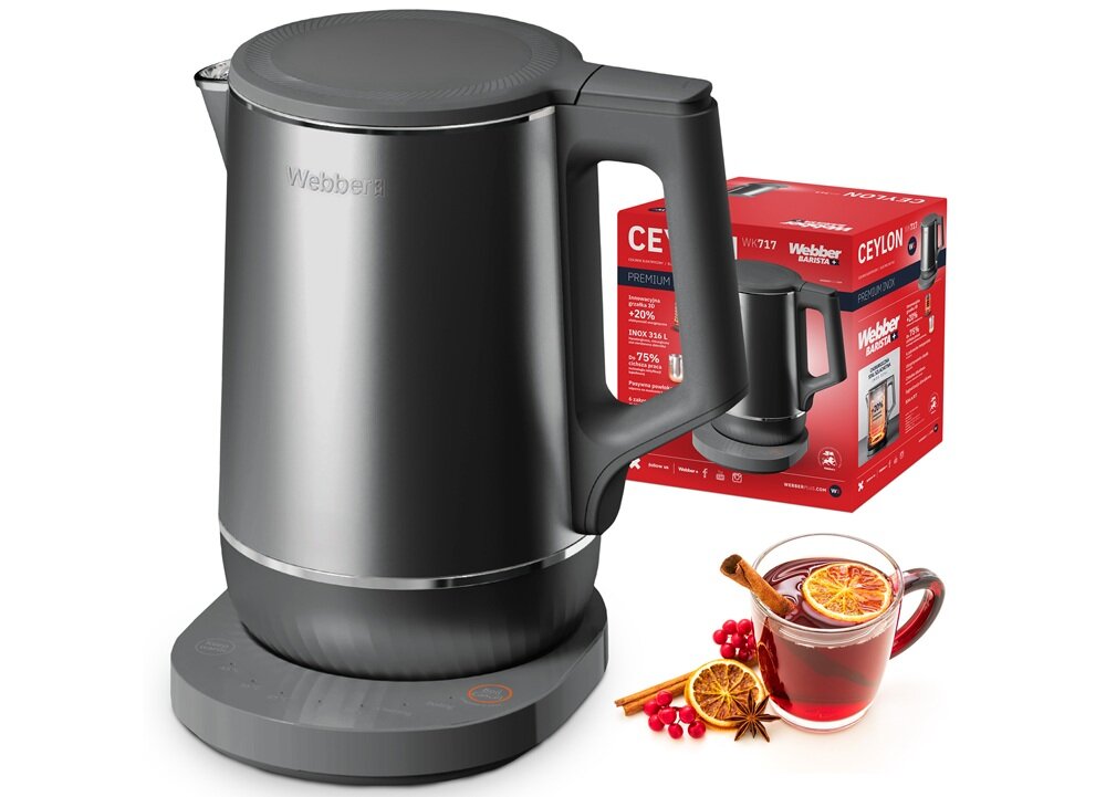 Czajnik WEBBER Ceylon WK-717 matowe wykończenie, stonowana kolorystyka, komponuje się z każdą kuchnią, praktyczne urządzenie