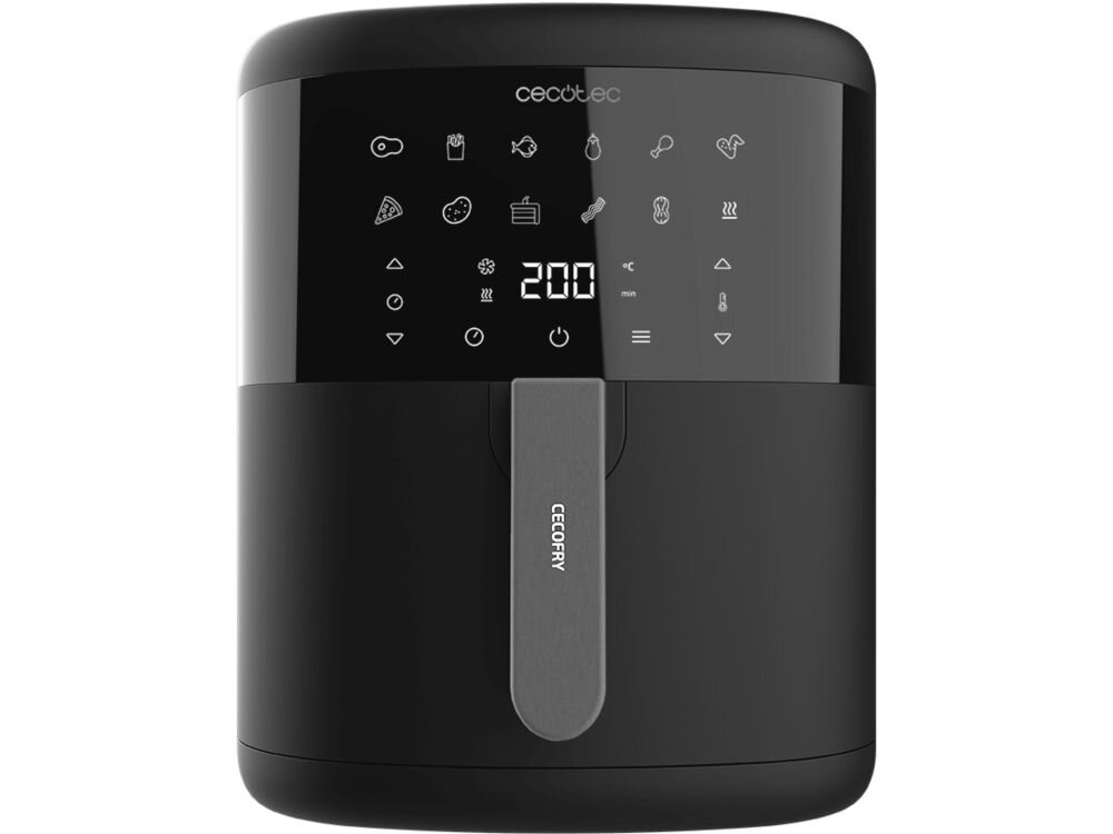 Frytkownica beztłuszczowa CECOTEC Cecofry Bombastik 6000 Air Fryer wymiary 36 x 36 x 37,3 cm róznorodne potrawy minimalna ilość oleju 12 trybów gotowania dostosowanie do potrzeb personalizacja ustawień wyjątkowy smak i jakość wsparcie naturalnych wartości odżywczych 