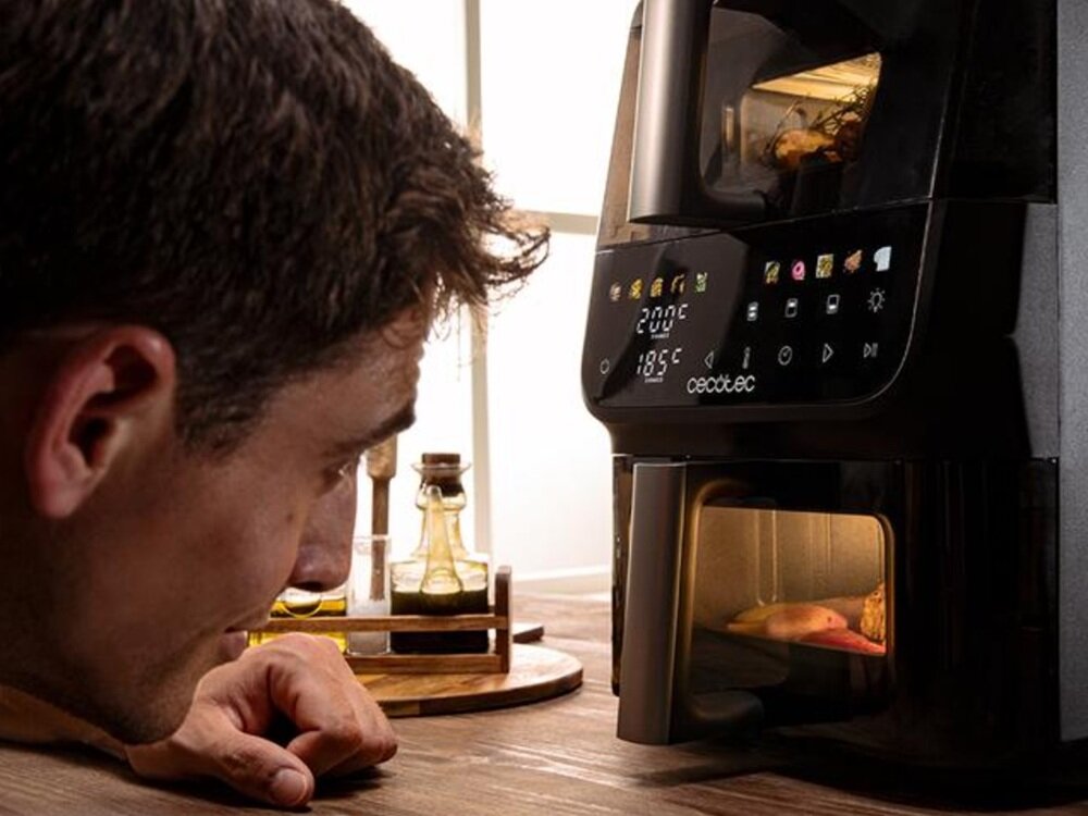 Air Fryer Frytkownica beztłuszczowa Cecotec Cecofry DuoLevel 10000 Window okienko w pokrywie, utrzmywanie stałej temperatury, krótszy czas przygotowania, większa kontrola