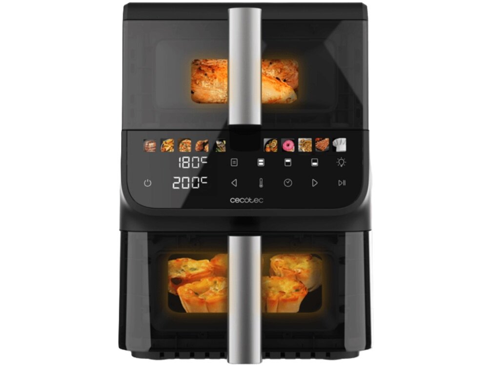 Air Fryer Frytkownica beztłuszczowa Cecotec Cecofry DuoLevel 10000 Window funckja synchronizacji, dwa różne dania jednocześnie, łatwiejsze gotowanie