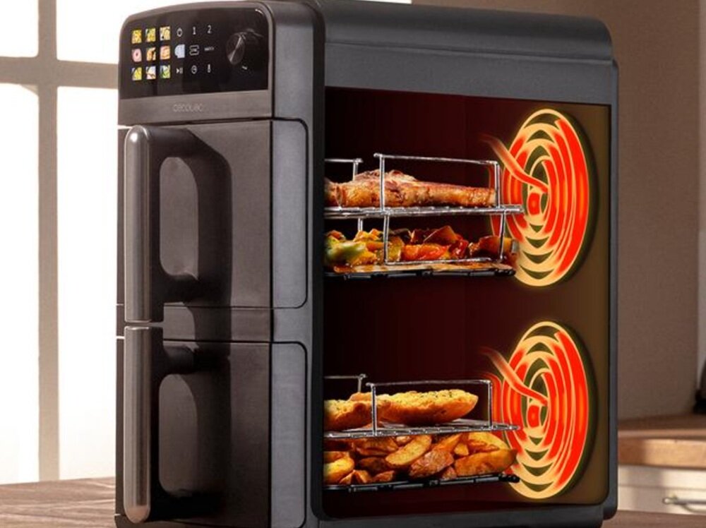 Air Fryer Frytkownica beztłuszczowa Cecotec Cecofry DuoLevel 10000 szybkie nagrzewanie, równomierne rozprowadzenie ciepła, mniejsze zużycie energii