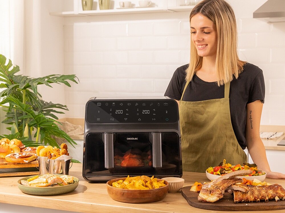Air Fryer Frytownica Cecotec Cecofry Advance 9000 podświetlane okienko, obserwowanie potraw, kontrola usmażenia