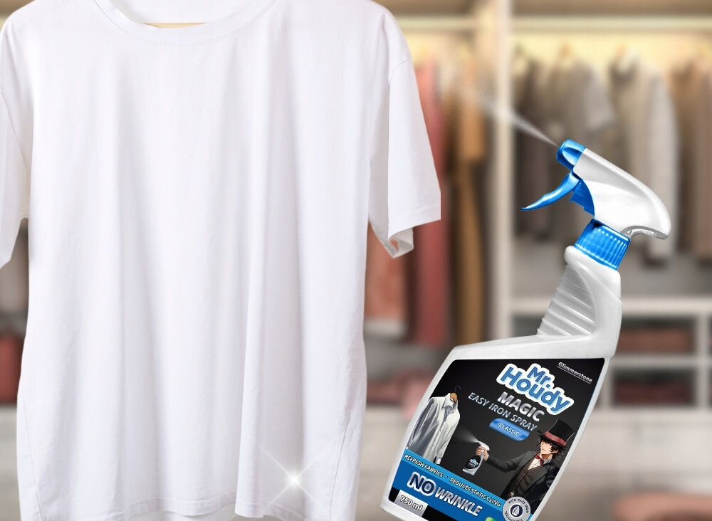 Żelazko w sprayu MR. HOUDY Magic 750 ml Prasowanie w kilka chwil  Wystarczy spryskać materiał i wygładzić go dłonią