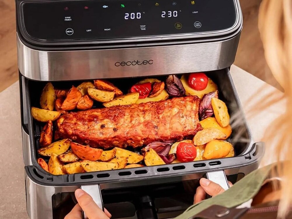 Air Fryer Frytkownica beztłuszczowa Cecotec Cecofry FoodCourt 18000 4Pizza dania z mniejszą ilością tłuszczu, lżejsze posiłki, chrupiące