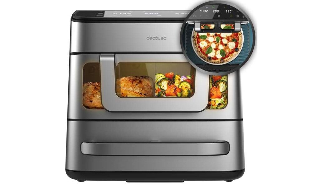 Air Fryer Frytkownica beztłuszczowa Cecotec Cecofry FoodCourt 18000 4Pizza wbudowany piekarnik do pizzy, chrupiące ciasto, równomiernie wypieczone ciasto