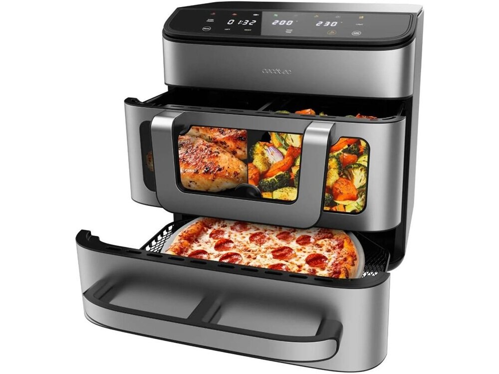 Air Fryer Frytkownica beztłuszczowa Cecotec Cecofry FoodCourt 18000 4Pizza kolorowy wyświetlacz, łatwe sterowanie, solidna obudowa ze stali nierdzewnej