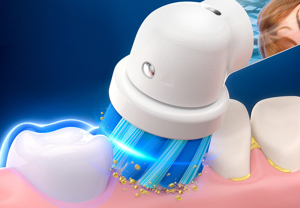 Szczoteczka rotacyjna ORAL-B Pro Kids Król Lew + Etui do potrzeb najmłodszych mniejsza drobne zęby delikatna jama ustna przyjemniejsze bezpieczniejsze mycie zębów skuteczne czyszczenie przytrzymanie szczoteczki na zębie 