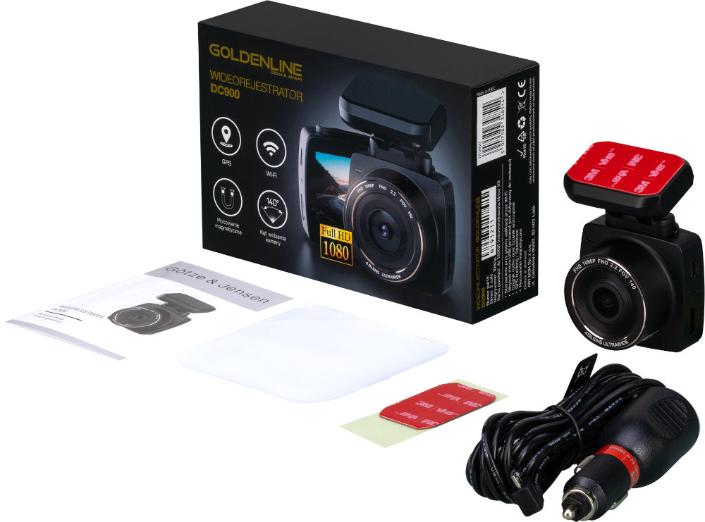 Wideorejestrator GÖTZE & JENSEN GOLDENLINE DC900 elementy zestaw