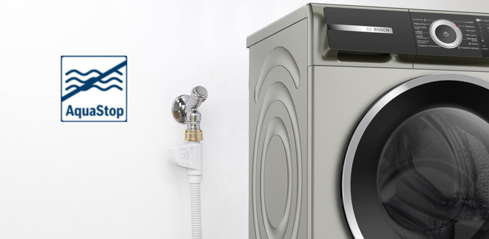 PRALKA BOSCH WGH2460XPL LIFESTYLE bezpieczeństwo AquaStop ochrona przed zalaniem wyciekiem woda zamknięcie dopływu spokój niezawodność