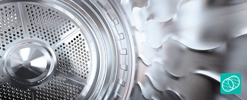 SUSZARKA GORENJE DNS93PL wizualizacja lifestyle ikona wnętrze bębna Łagodna dla tkanin konstrukcja bębna zmiękczanie włókien