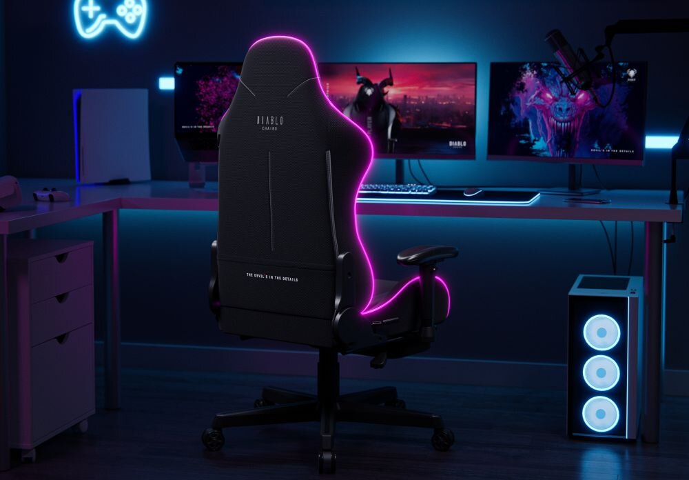 Fotel Diablo CHAIRS X-ST4RTER OSWIETLENIE ZASILANIE KABEL BATERIE POWERBANK DYNAMIKA