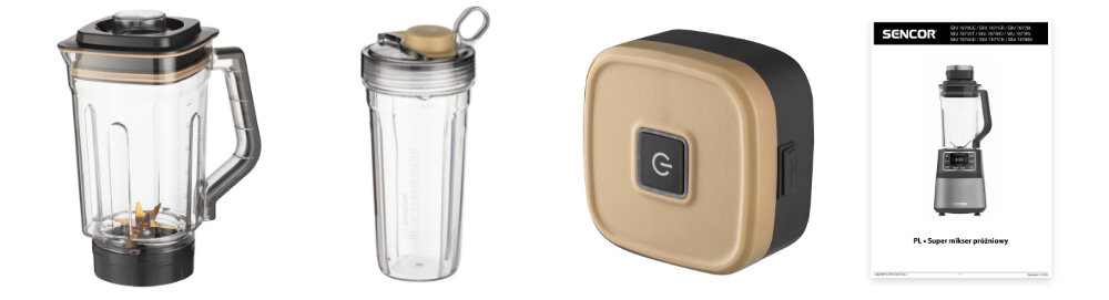 Blender kielichowy SENCOR SBU 7877CH (Sportowy/Próżniowy) + 2 bidony w komplecie zestaw akcesoria komplet wyposażenie