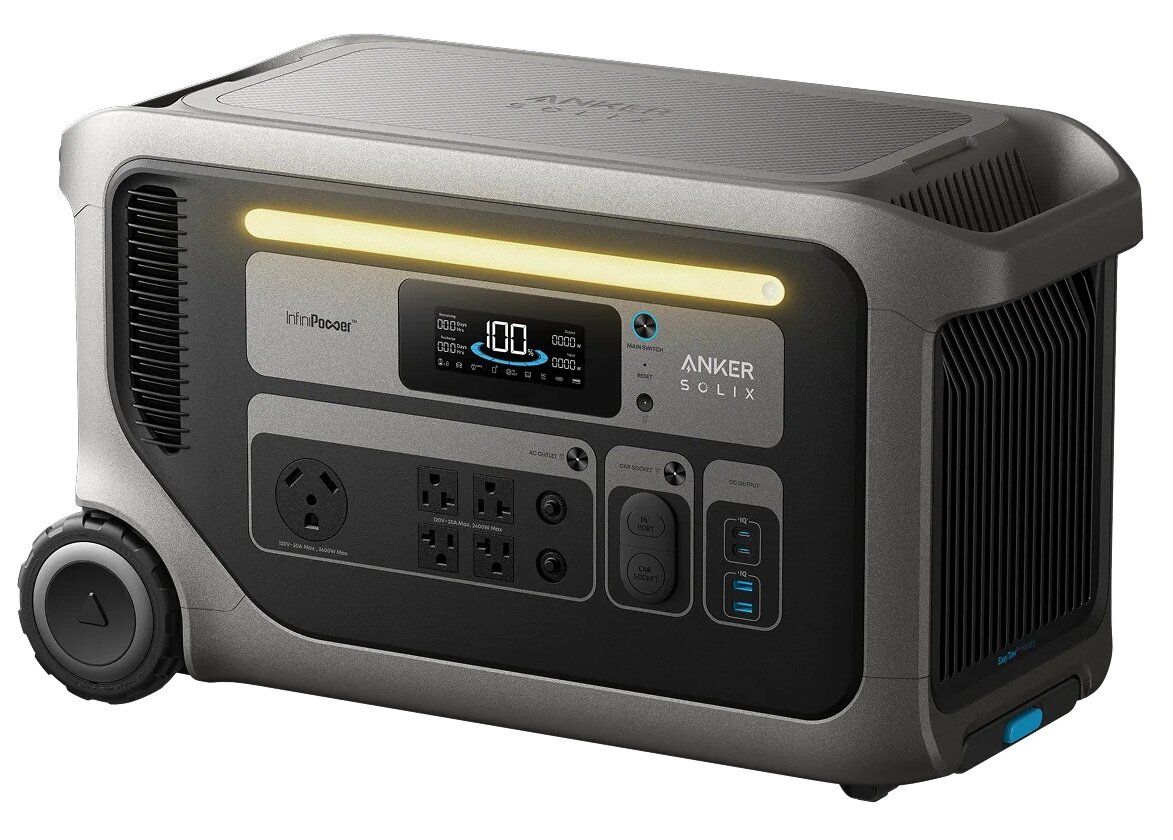 Stacja zasilania ANKER Solix F3000 3072 wh 3600W, 3072Wh, LFP, lodówka, dni, na białym tle stacja zasilania