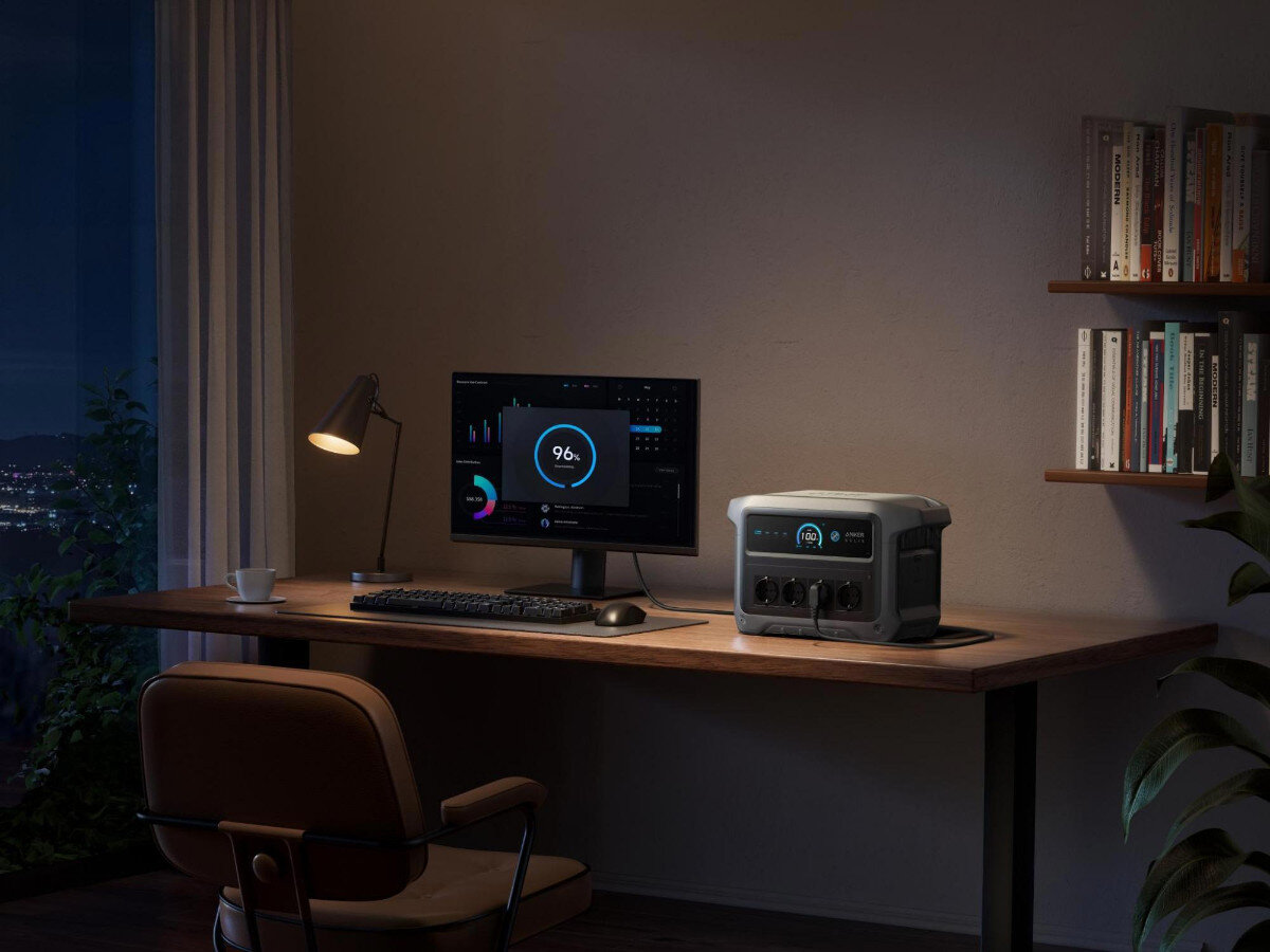 Stacja zasilania ANKER Solix C1000 Gen 2, LFP, 4000 cykli, trwałość, backup, komputer w pokoju gościnnym zasilany stacją zasilania