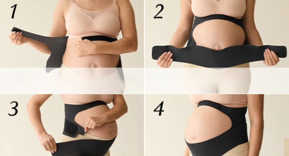 Pas ciążowy MOMCOZY Rozmiar M Czarny Dopasowanie do ciała Elastyczna konstrukcja i kształt litery O Regulowane zapięcie precyzja ustawienia wsparcie funkcjonowanie ułatwienie