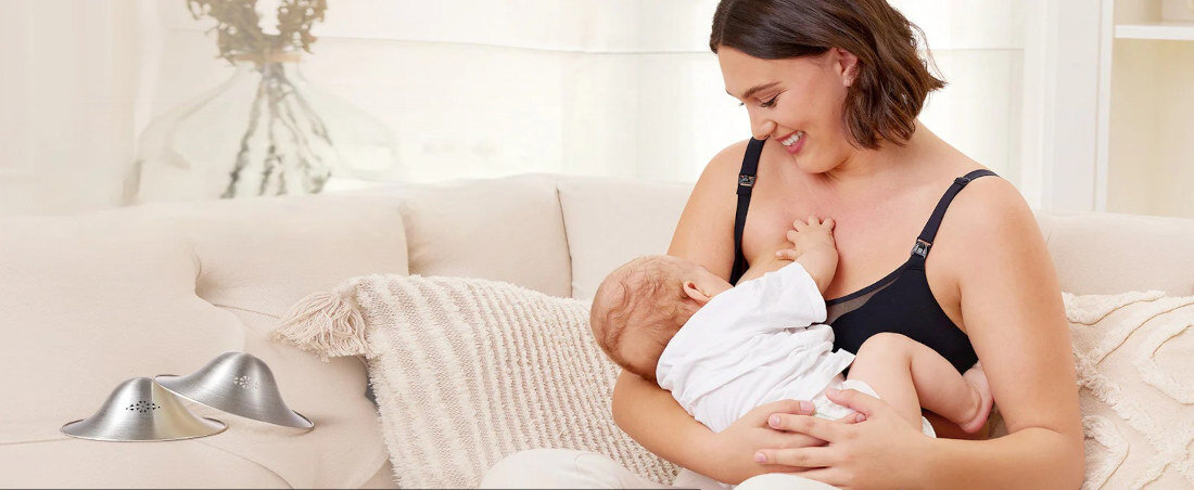 Osłonka na piersi MOMCOZY NS005-NA03NB-A L (2 szt.) z czystego srebra 999 perforacja komfort wygoda Srebrne osłonki